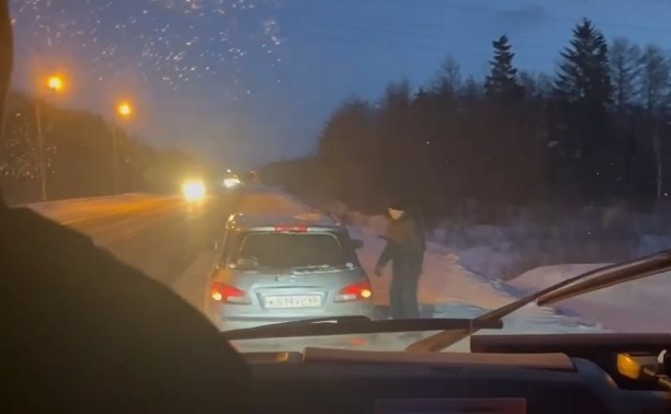 На Сахалине сотрудники МЧС спасли женщину с ребёнком, которые замерзали в сломанной машине