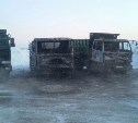 Два самосвала сгорели на южном снежном полигоне в Южно-Сахалинске