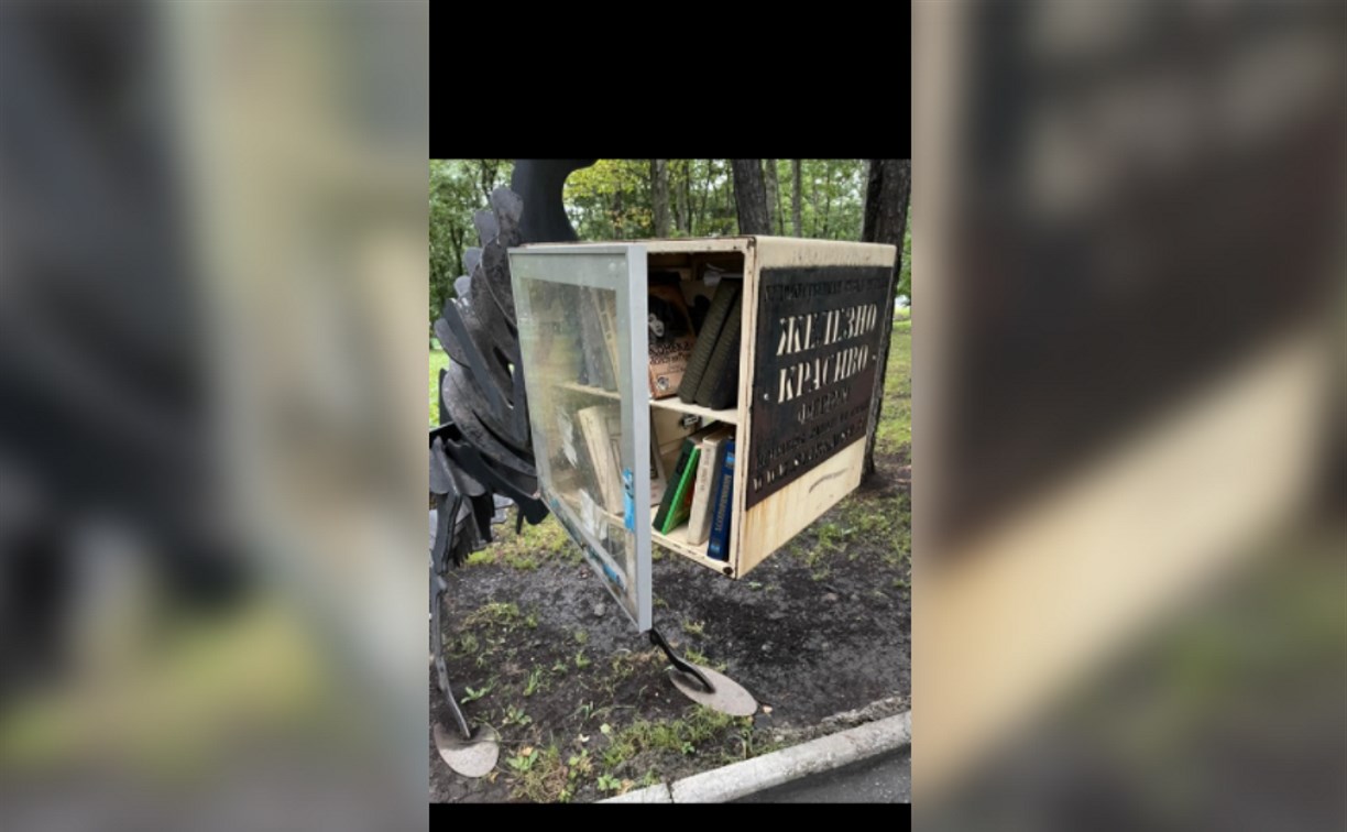 В городском парке им. Гагарина в Южно-Сахалинске выломали дверцу у книжного ящика