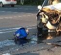 В Южно-Сахалинске произошла крупная авария с участием мотоциклиста