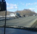 Военный "Урал" оказался в кювете на автодороге Анива - Южно-Сахалинск
