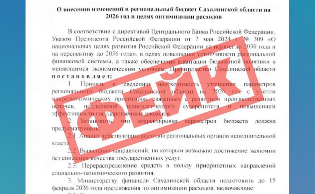 "Это фейк!": поддельный документ об областном бюджете напугал сахалинцев 