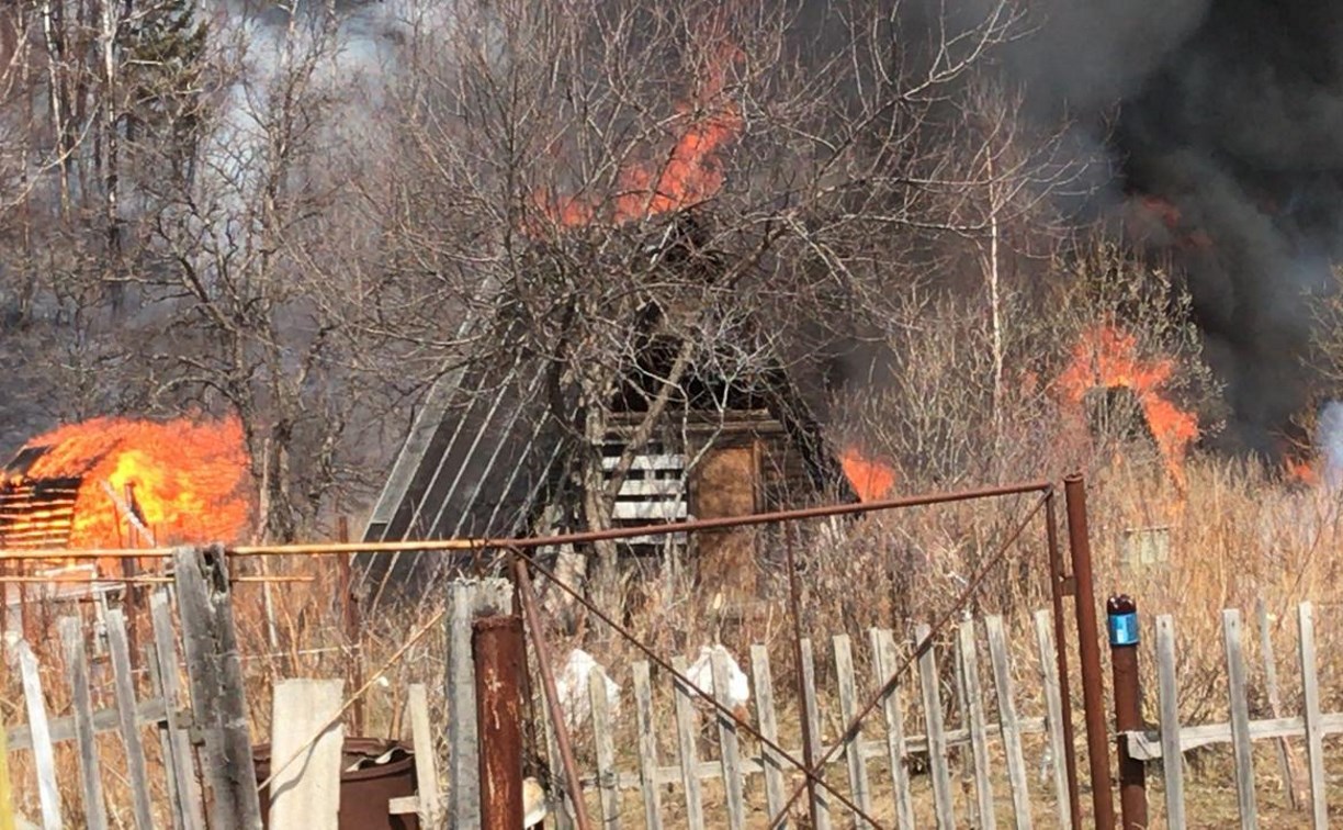 В Долинске лесной пожар перекинулся на дачи - Новости Сахалинской области.  Происшествия - astv.ru