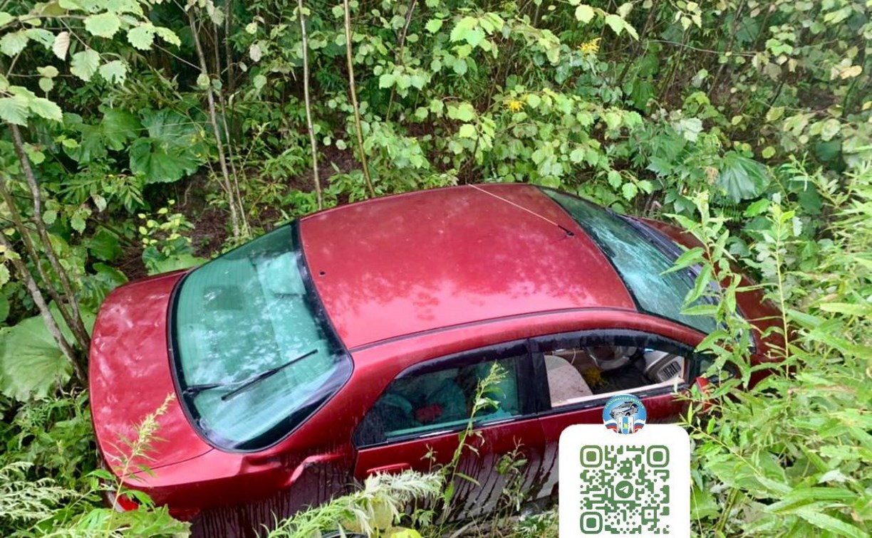 В Южно-Сахалинске автомобиль вылетел в кювет на улице Парковой