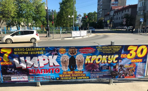 Цирк «Шапито» расклеил рекламу в Южно-Сахалинске вразрез с законом Цирк «Шапито» расклеил рекламу в Южно-Сахалинске вразрез с законом
