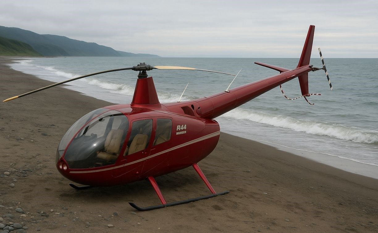 На побережье Охотского моря нашли пустой вишнёвый вертолёт без экипажа На побережье Охотского моря нашли пустой вишнёвый вертолёт без экипажа