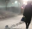 Ветер сбивает людей с ног: сахалинцы сняли на видео мощную метель в Охе