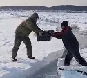В Лесном оторвало лёд, рыбаки прыгают через трещины 