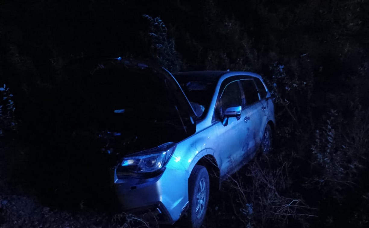 Три человека улетели на Subaru Forester в кювет в Тымовском районе