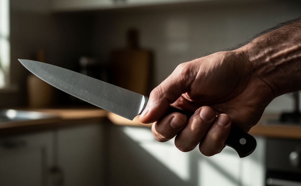 В Долинске пенсионер напал с ножом на знакомого во время застолья со спиртным