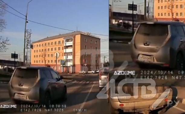 "Очередной VIP": автохам проехал на красный возле здания полиции в Долинске