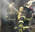 Появились кадры тушения крупного пожара на ферме в Анивском районе