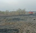 Вспыхнувший возле железной дороги пожар едва не дошёл до леса на юге Сахалина
