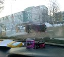 Внедорожник опрокинулся при ДТП в центре Южно-Сахалинска