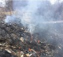 На Сахалине восемь сотрудников МЧС тушили мусор на пустыре