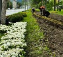 Южно-Сахалинск продолжают украшать цветами