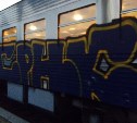Неизвестные разукрасили поезд в Холмском районе