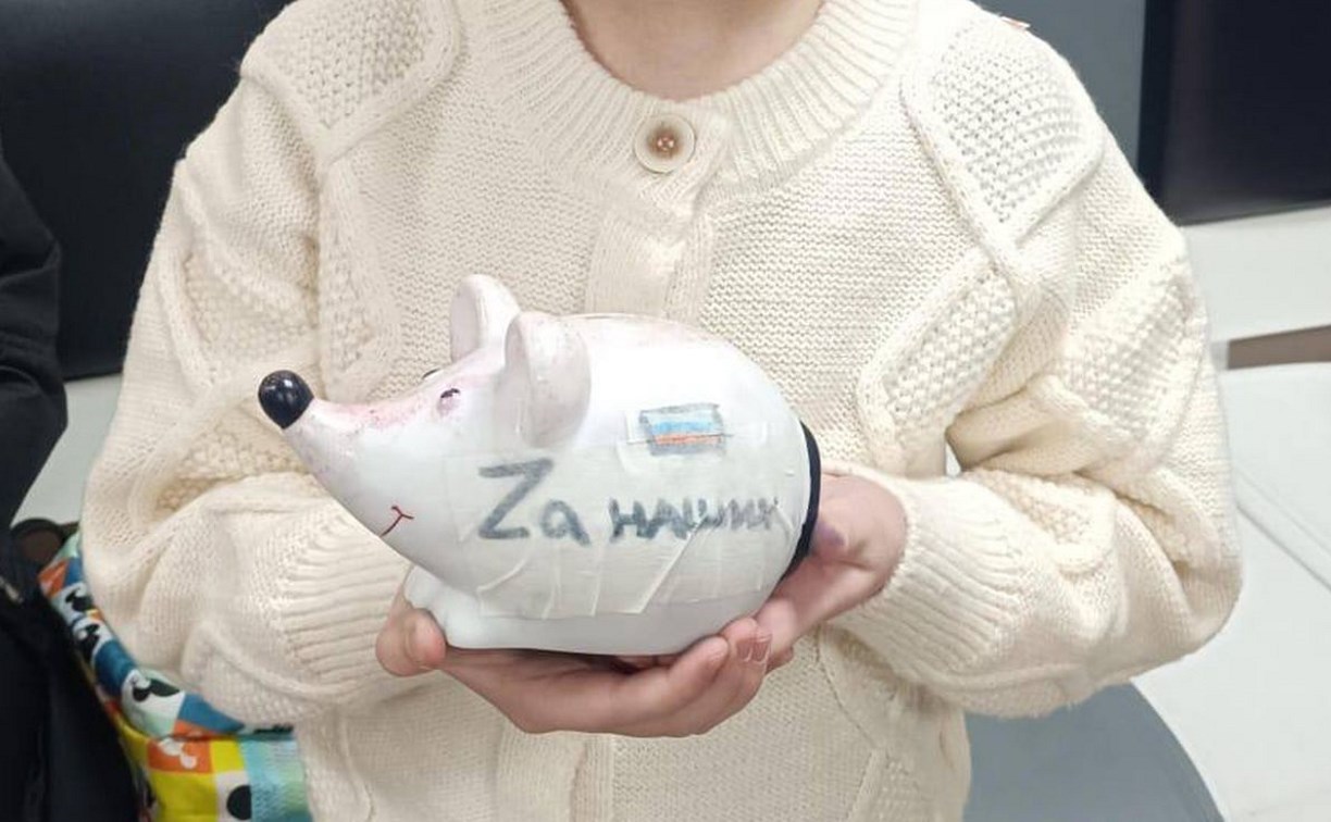 Маленькая сахалинка пожертвовала свою копилку с монетками бойцам СВО
