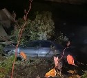 Автомобиль после погони в темноте слетел в реку на юге Сахалина