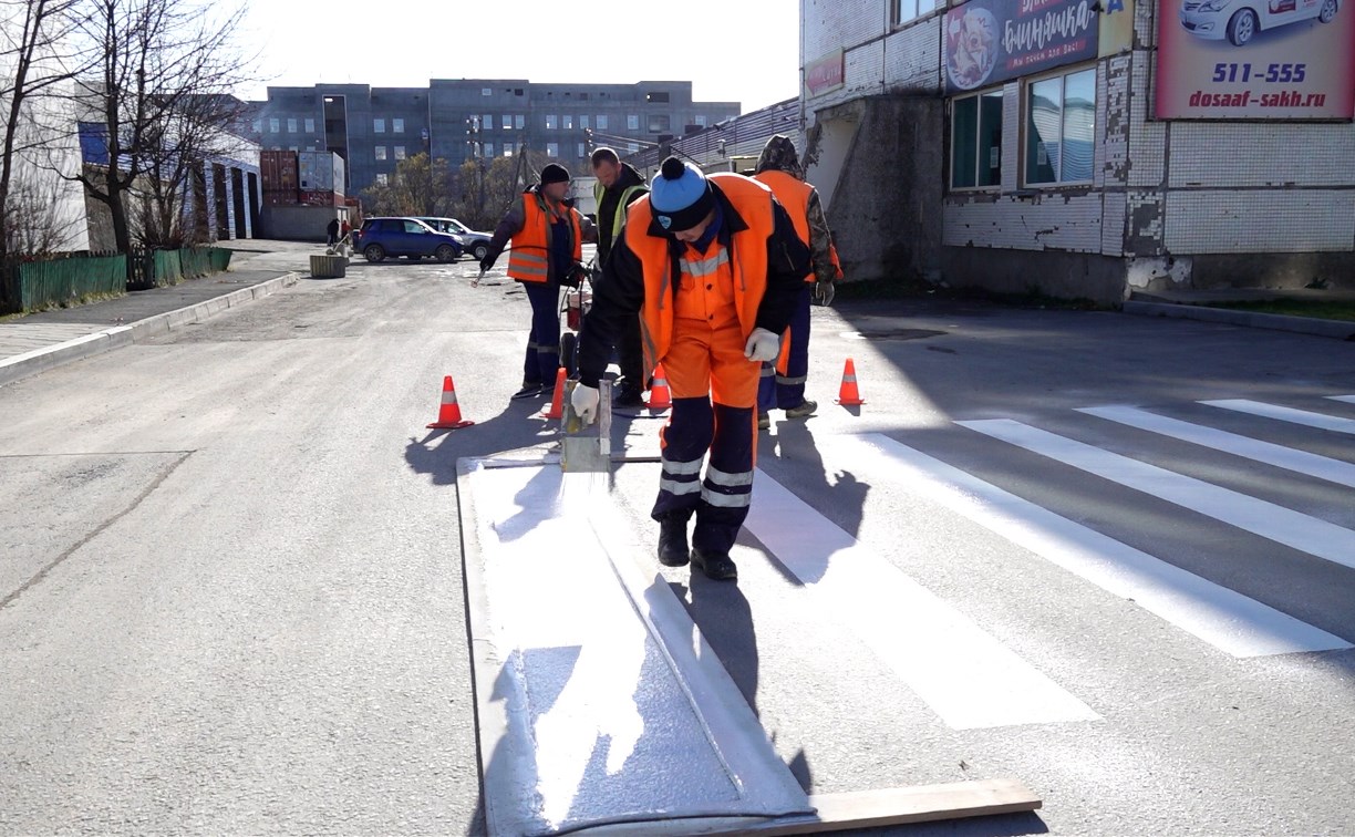 Новый пешеходный переход появился на улице Пограничной в Южно-Сахалинске