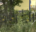 Ритуальные оградки поставили во дворе дома в Корсакове