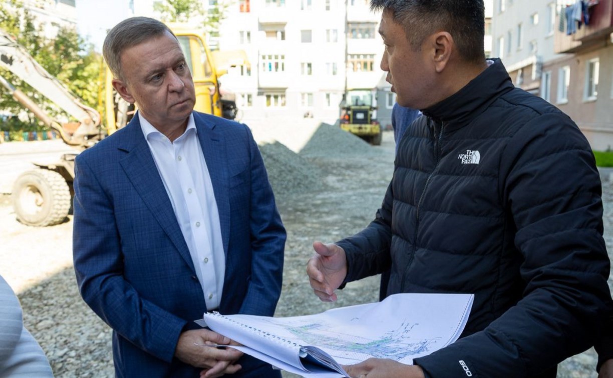 Ход капитального ремонта дворов на Амурской и Сахалинской проверил мэр областного центра