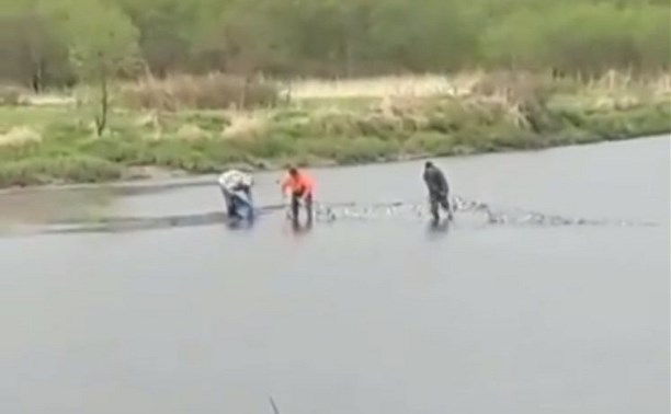 Рыболовы от берега до берега перекрыли сетью сахалинскую реку Таранай 