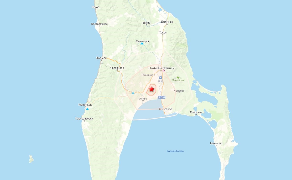 Между Анивой и Южно-Сахалинском произошло землетрясение