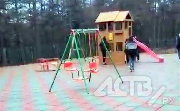 Хлипкие детские площадки, не предназначенные для общественных мест, установили в парке Охи 