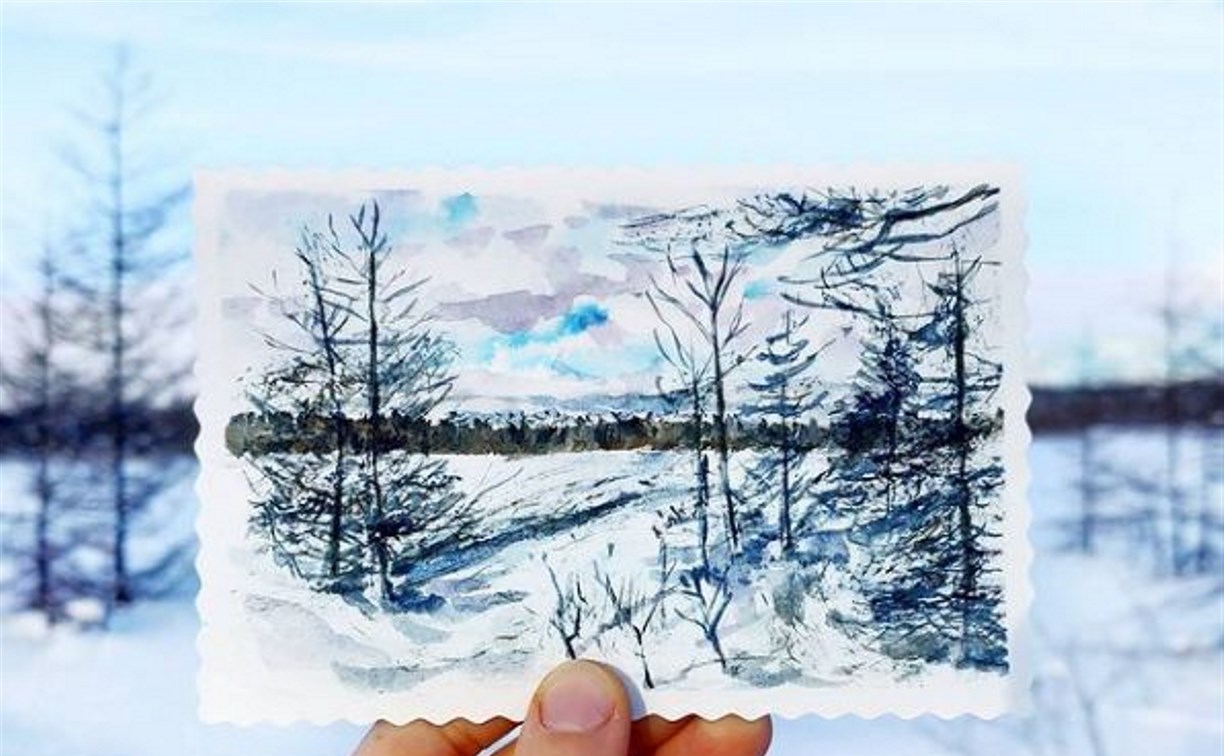 Художница, которая рисует то, что видит, посвятила скетчи зимнему Сахалину