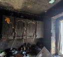 Кухня сгорела в многоквартирном доме в Томари