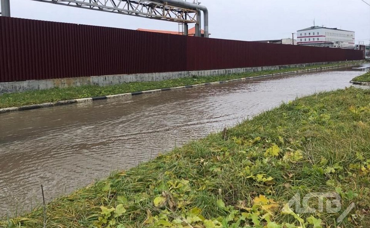 В центре Невельска две улицы превратились в дорожки для плавания 