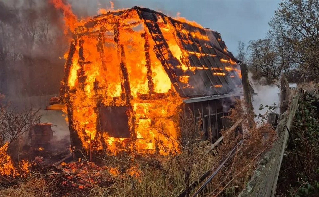 Появились фото дачного дома, уничтоженного огнём в Углегорске 