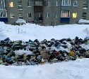 В Долинске дворы завалили мусором после метели, вывезти его пока проблематично 