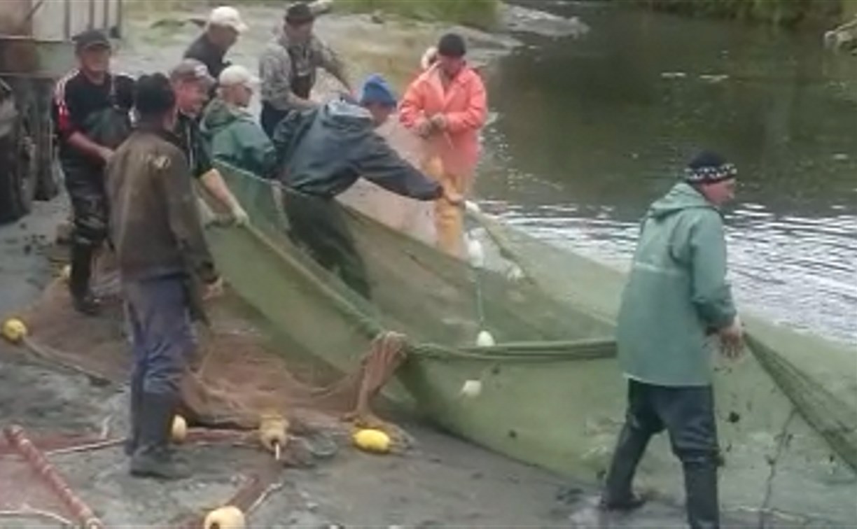 Мужчины вылавливали сетями рыбу в Корсаковском районе на глазах у инспекторов  