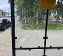 Молодой человек разбил стеклянную остановку в Корсакове и пошел дальше