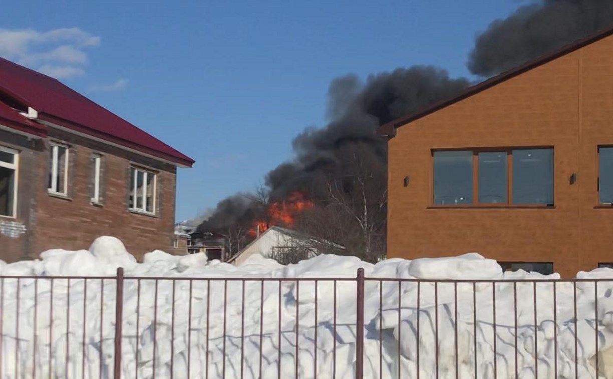 Пожар в Большой Елани тушат в Южно-Сахалинске