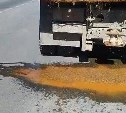 Самосвал залил грязью дороги двух районов Сахалина