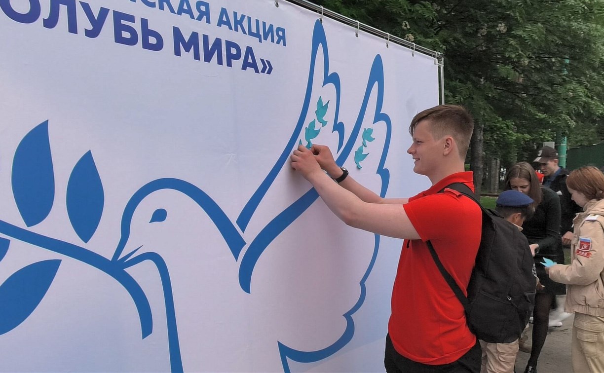 Голубей мира выпустили и нарисовали в Южно-Сахалинске