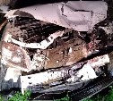 Появились фото ДТП в Тымовском, где водитель без прав на ВАЗ влетел в лоб Fielder