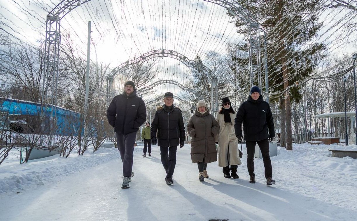 Мэр Южно-Сахалинска проинспектировал подготовку парка к новогодним каникулам