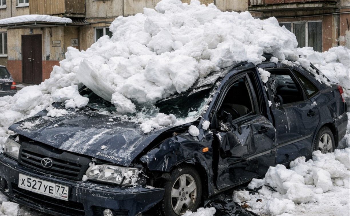 Юристы объяснили, кто возместит ущерб за разбитую машину при падении снега и льда