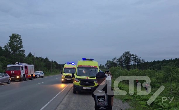 Жуткое ДТП на выезде из Южно-Сахалинска: кроссовер "закружило" на трассе и унесло в кювет