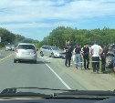 Автомобиль улетел с дороги в результате серьёзного ДТП в Долинском районе