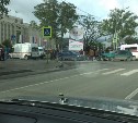 Три автомобиля столкнулись в центре Южно-Сахалинска