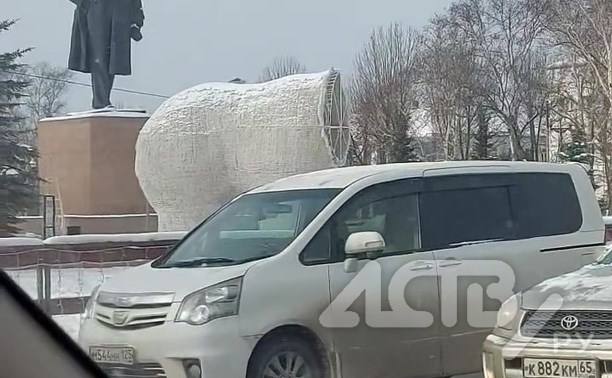 Фигура обезглавленного медведя на площади озадачила южносахалинцев