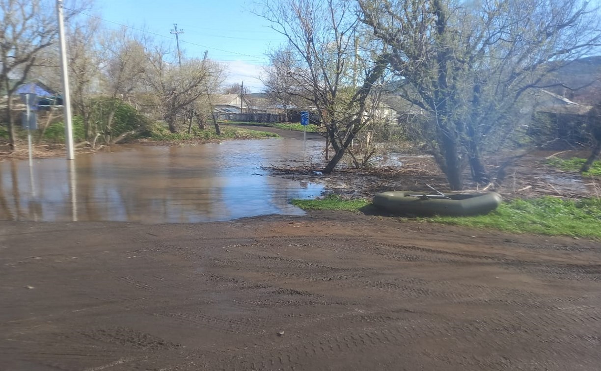 Разлившаяся река затопила дорогу в Поречье
