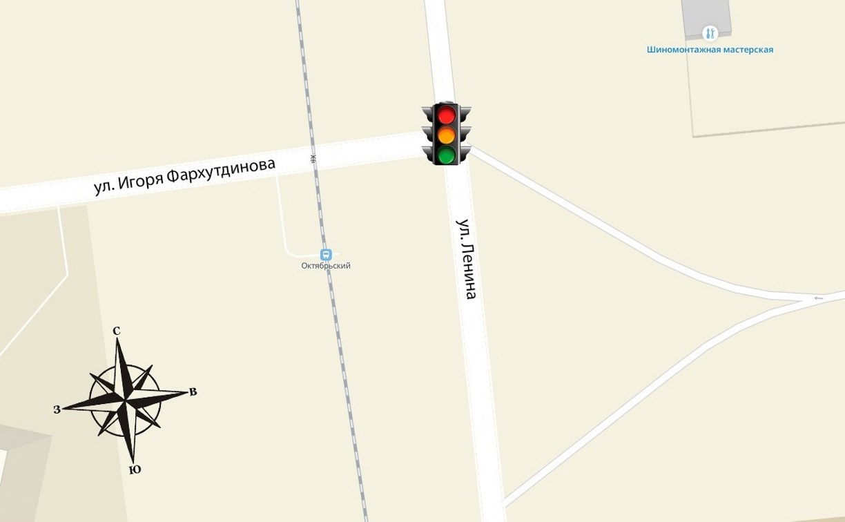 Светофор на перекрестке Ленина и Фархутдинова начнет работу завтра в Южно-Сахалинске
