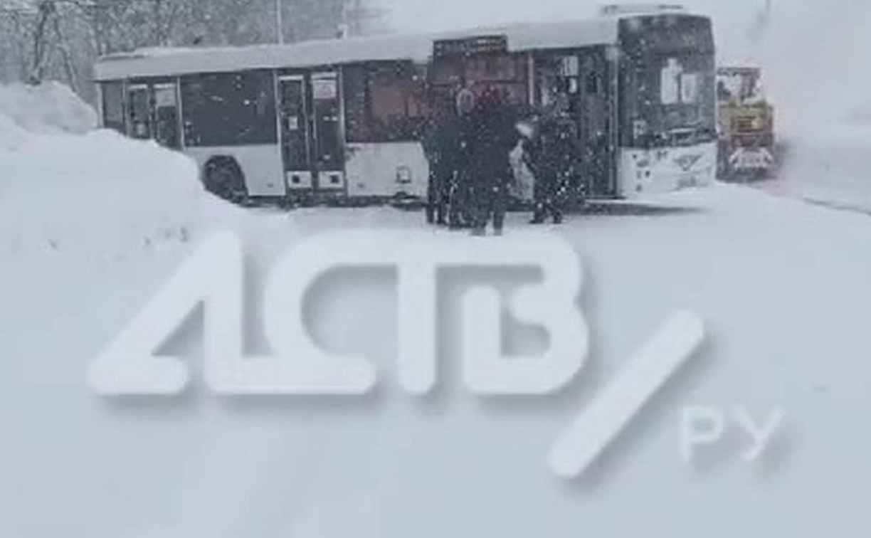 "Развернуло и отбросило в кювет": пассажирский автобус в метель попал в ДТП в Южно-Сахалинске