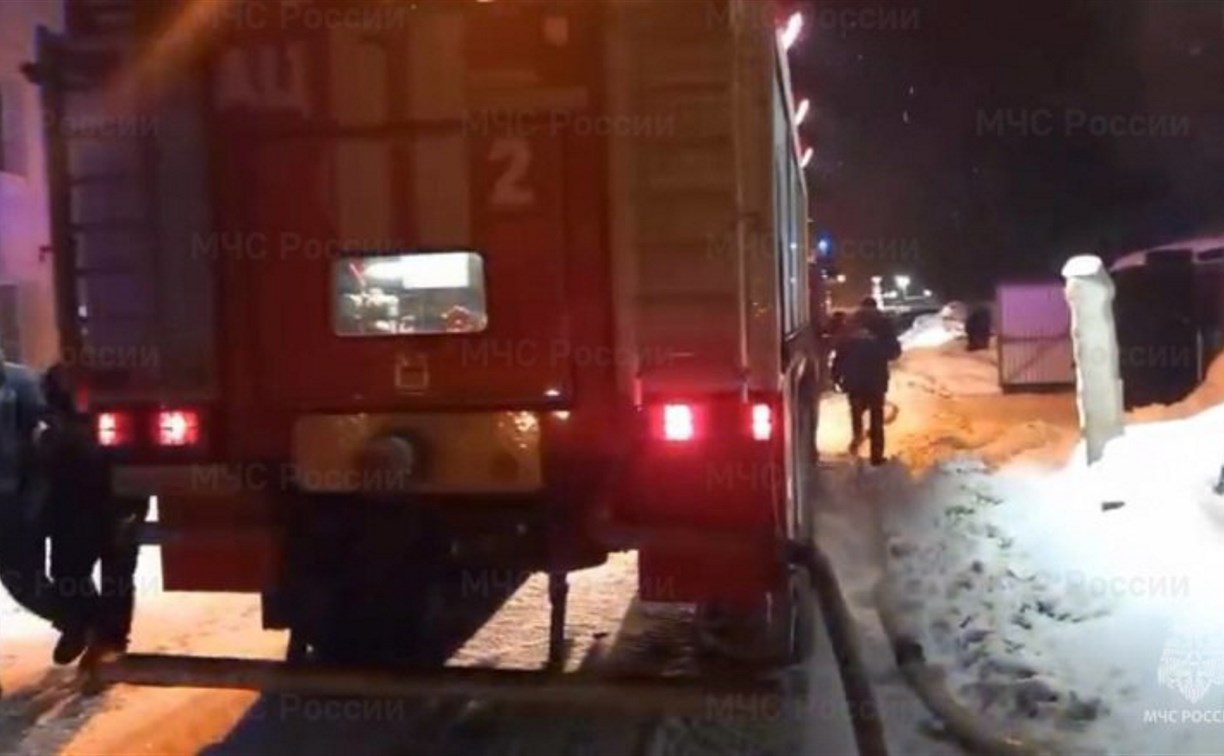 Два человека тушили полыхающие мусорные баки в селе в Холмском районе Два человека тушили полыхающие мусорные баки в селе в Холмском районе